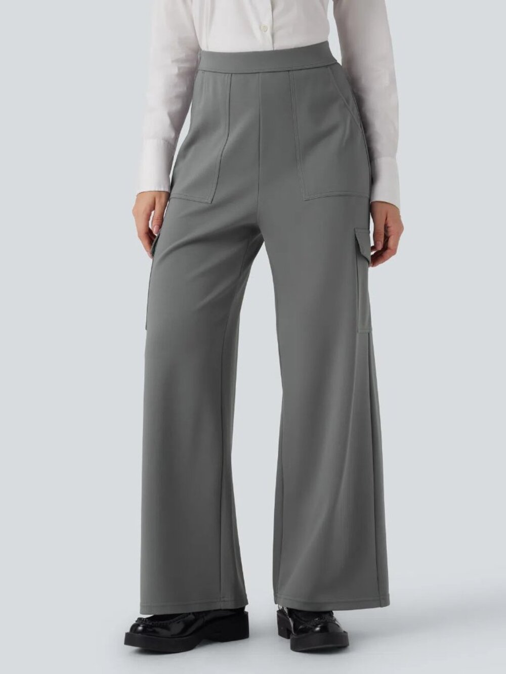 Halara Small Putty Gray Flex High Waisted Straight Leg Cargo Work Pants 50% off